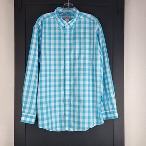 L.L. Bean Blue & White Check Button Up Shirt Size Large Regular